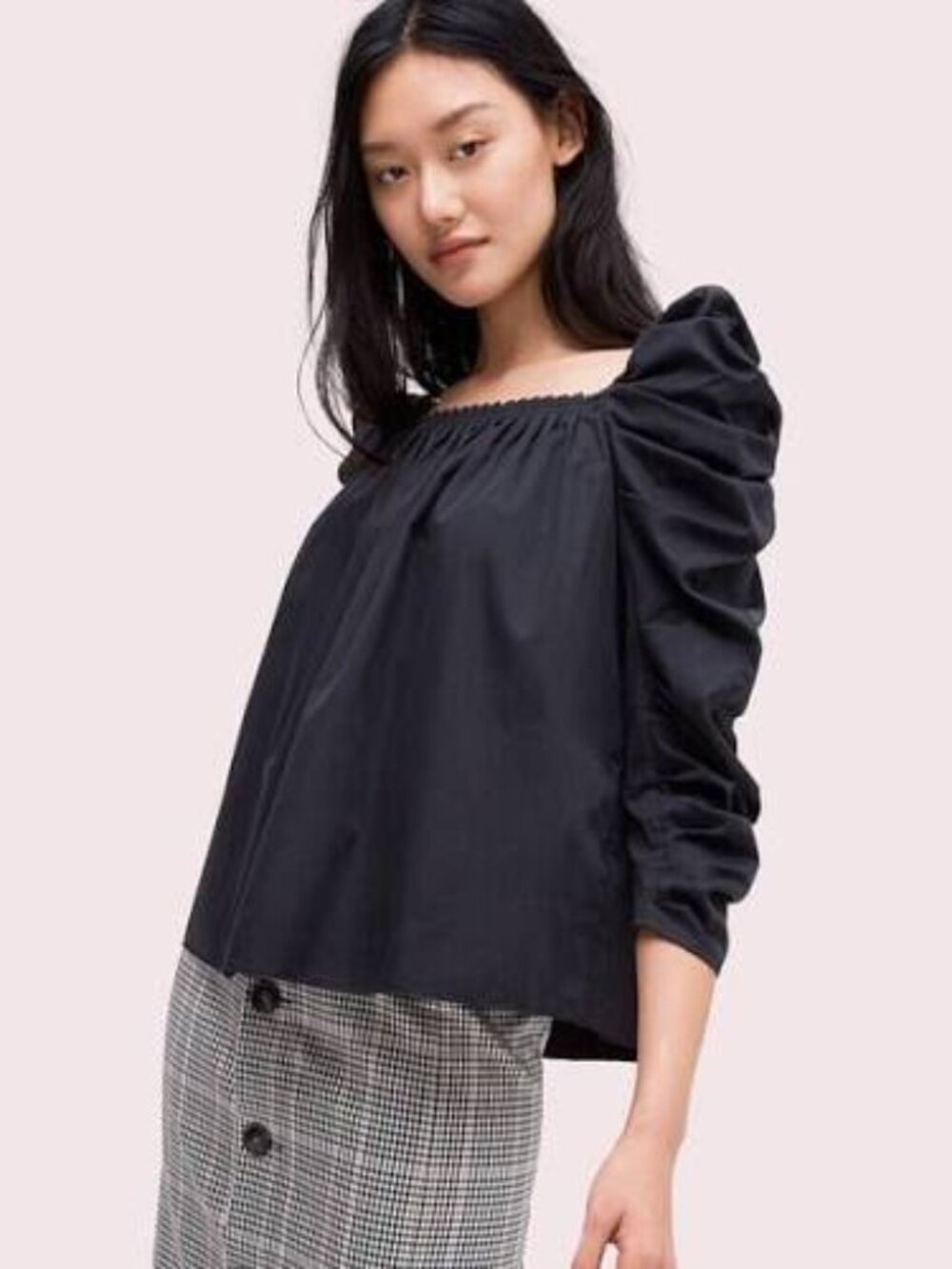 Kate Spade Poplin Square Neck Puff Sleeve Blouse Size US 4